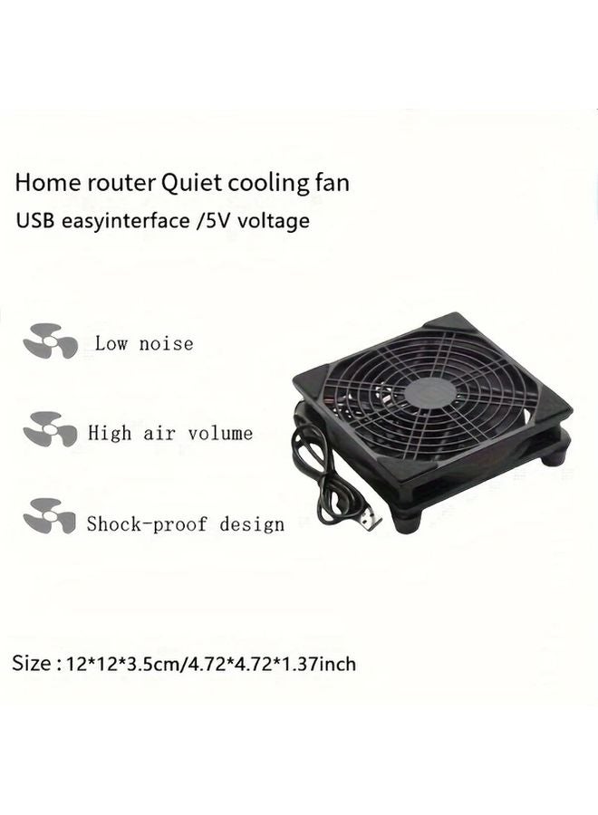 XFast Black USB Cooling Fan For Router Server Computer Chassis Lightweight Radiator - Image 3